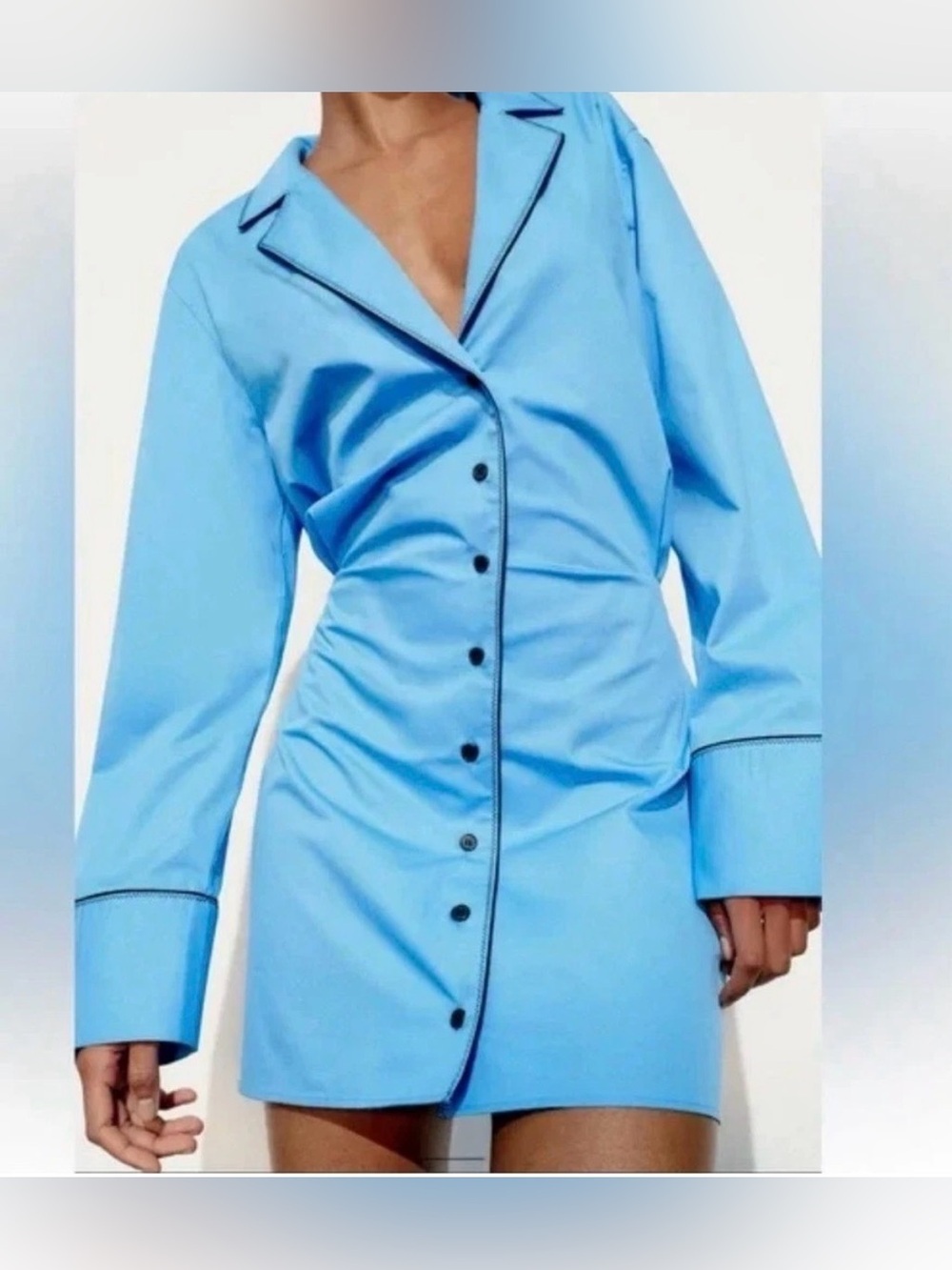 Zara NWT blue collared mini shirt dress, XS